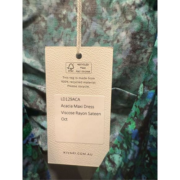 Kivari Acacia Long Sleeve Maxi Dress- Blue Ditzy Spring summer Dress size 4 NWT - Picture 8 of 8